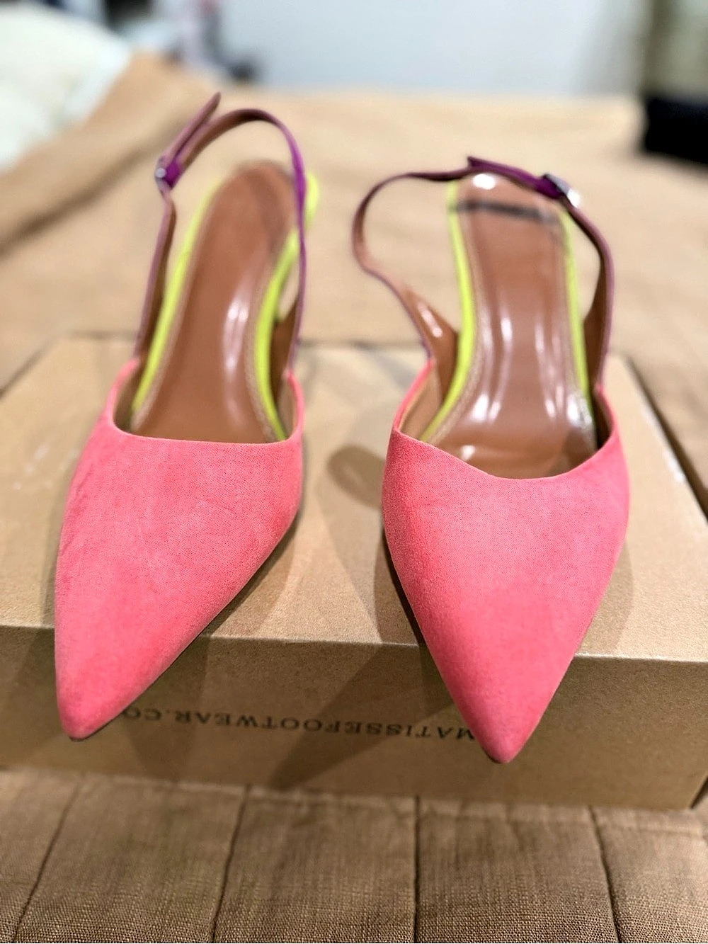 ASOS Pointed-Toe Heels in Pink & Green Like New